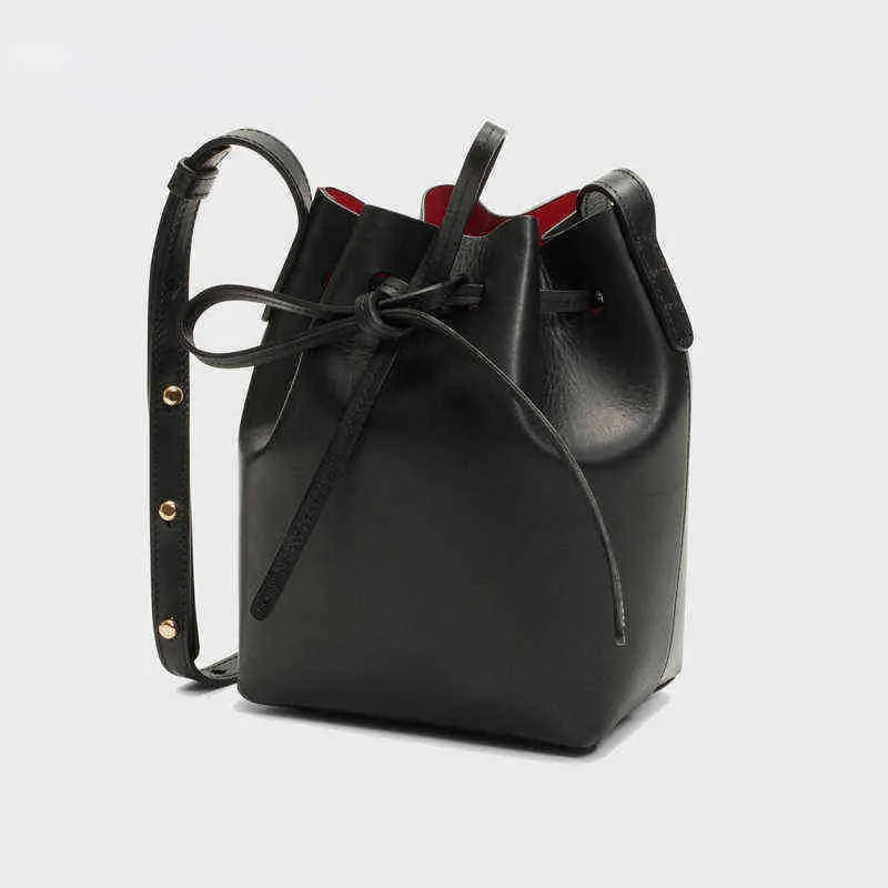 Bolso de moda Tote Ansurstudios Mini cubo Mansur mujer cuero Real hombro Gavriel señoras Crossbody s pequeño para niña 220418