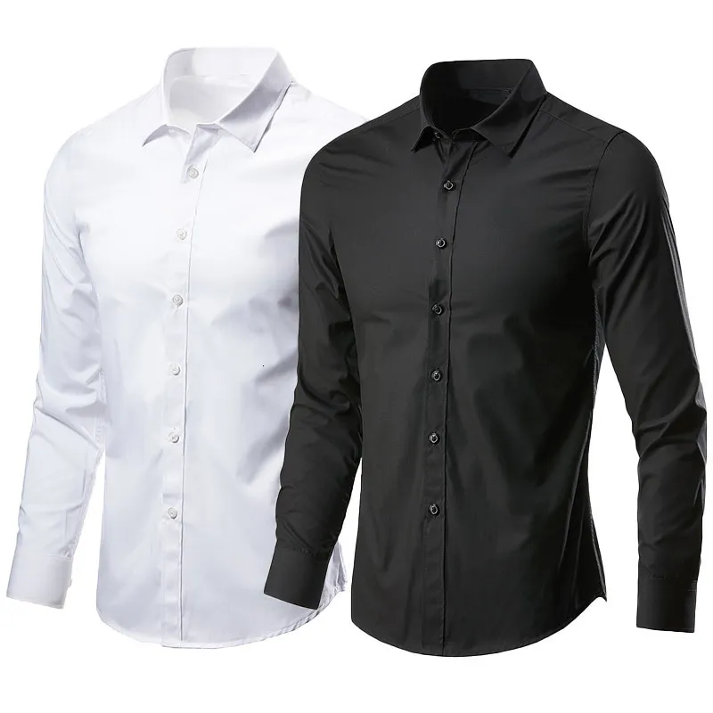 Chemises décontractées pour hommes chemises robes formelles extensibles masculines chemises de mode coréenne Slim Fashion Chemises sociales de luxe pour hommes 230223