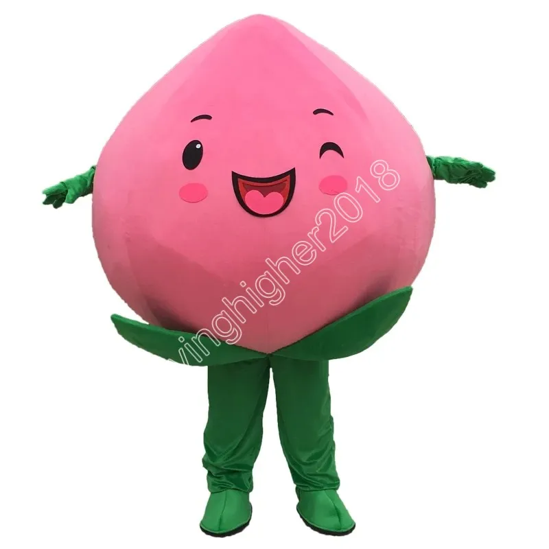 Costume de mascotte de pêche rose d'Halloween personnaliser les vaches de dessin animé personnage de thème Anime taille adulte Costumes de mascotte de fête d'anniversaire de noël