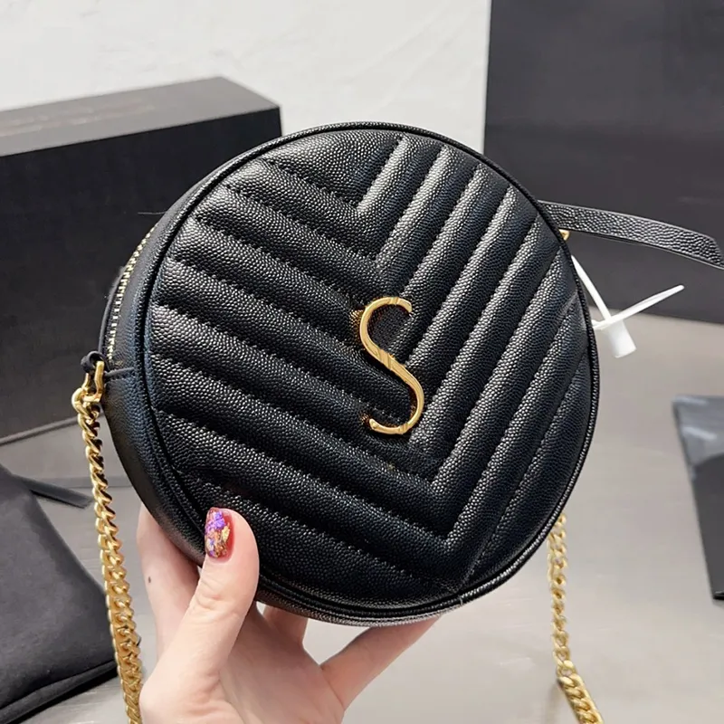 Chain embossed top leather camera bag