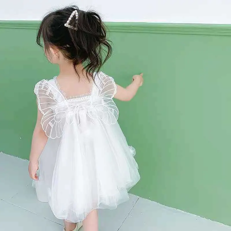 Robes de fille Robes d'été pour filles, robe de princesse en maille pour enfants, tenue de fête d'anniversaire féerique, robe bouffante avec ailes de papillon