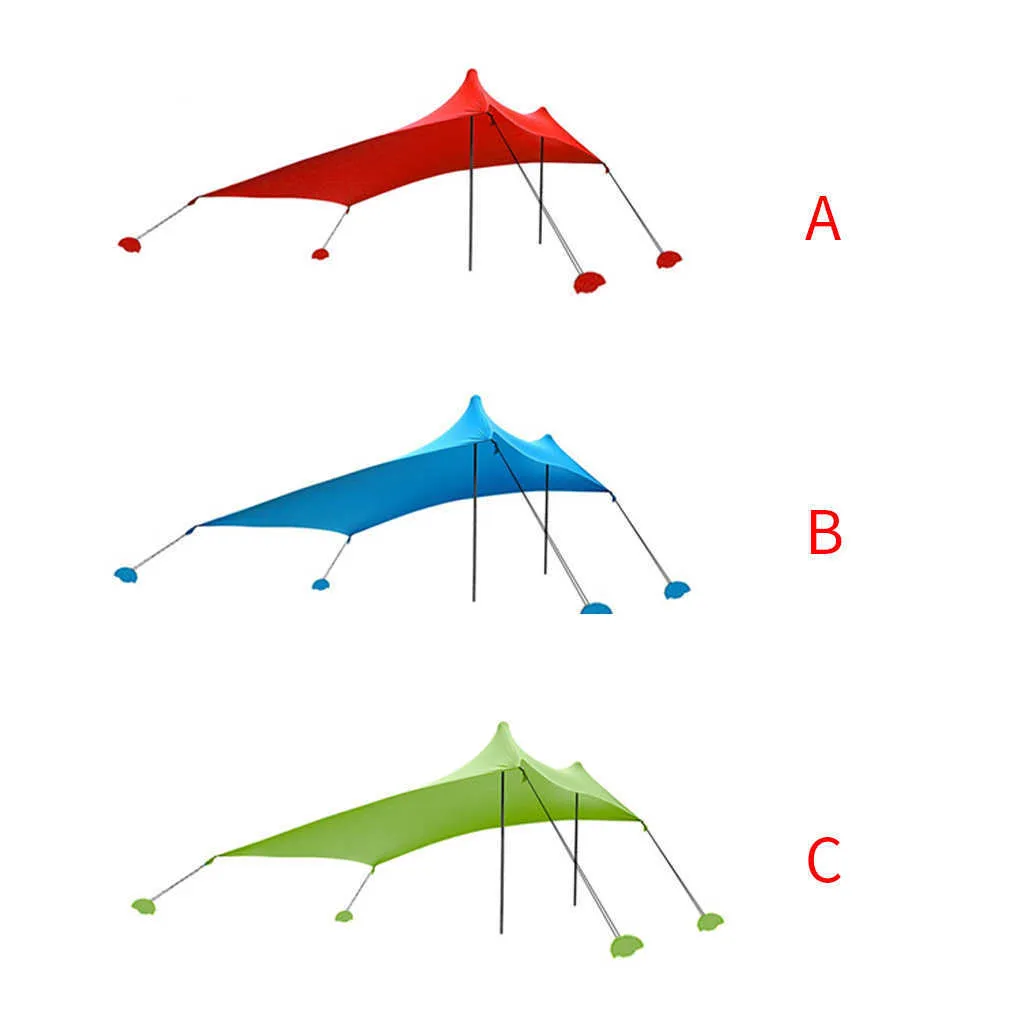 Tents and Shelters Family Beach Sunshade Lightweight Sun Shade Tent Outdoor Portable Tent Waterproof Foldable Camping Canopy Pole Random Color J230223