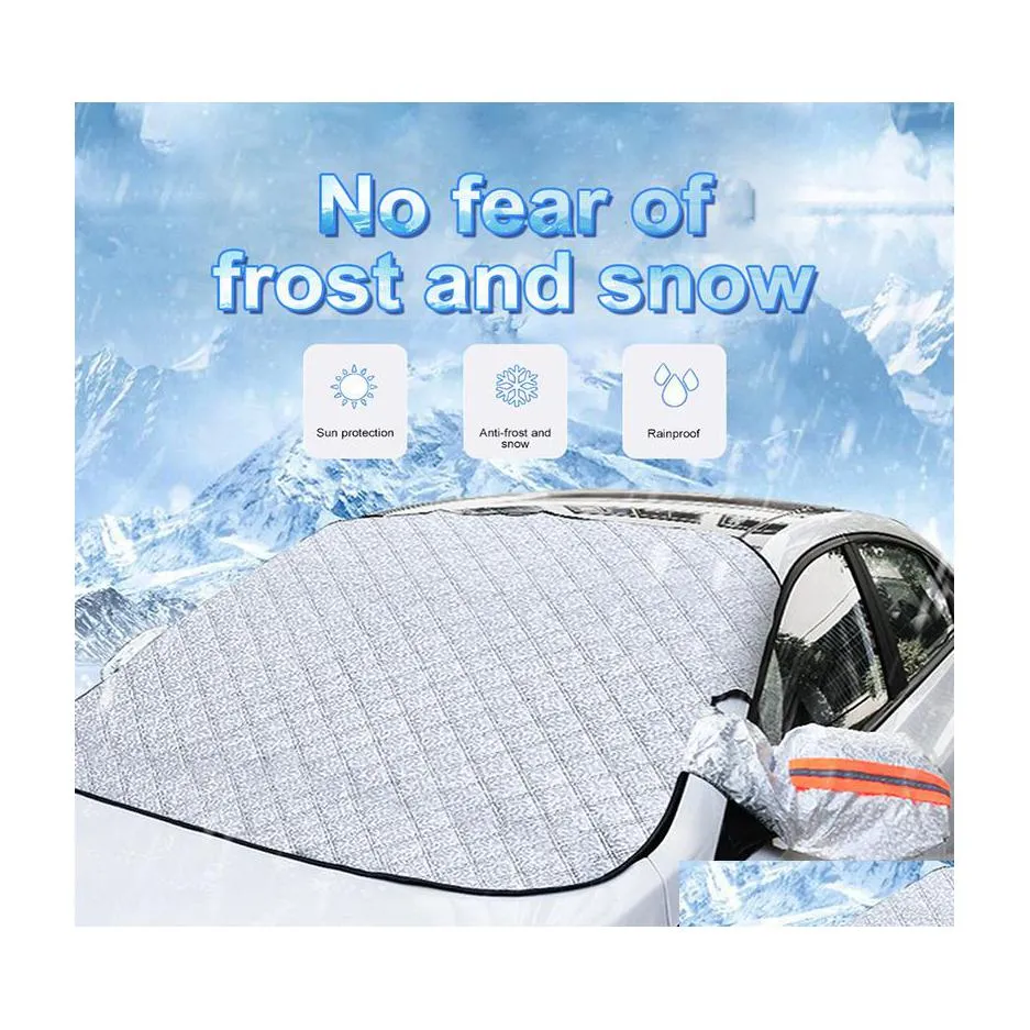 Autoabdeckungen Schnee Er Windschutzscheibe Sonnenschutz Outdoor Wasserdicht Winter Mobiles Anti Eis Frost Außen Drop Lieferung Motorräder Dhvt8