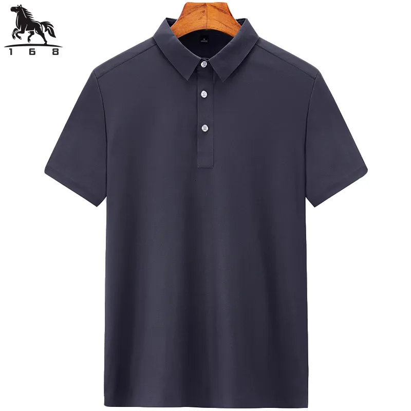 Erkek Polos Polo Gömlek Erkekler M-6XL 7XL 8XL Yaz Düz Renk Erkek Kısa kollu Polo Gömlek Buz İpek Erkekler İş Gündelik Polo Gömlek 8926 230223