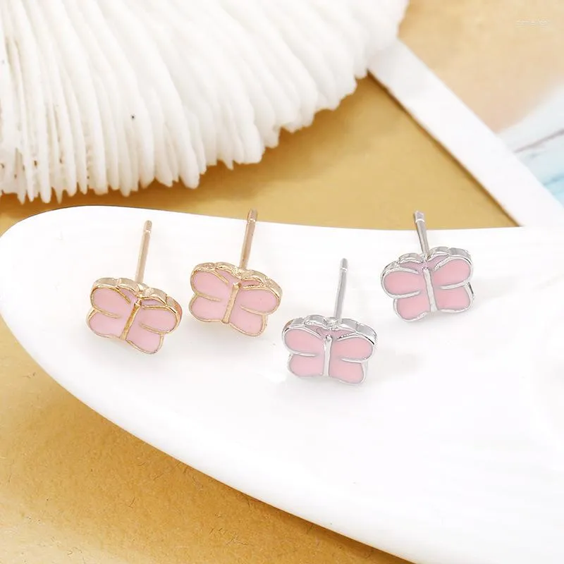 Stud Earrings Simple Fashion Small Butterfly Women's Oil Dripping Fresh Lovely