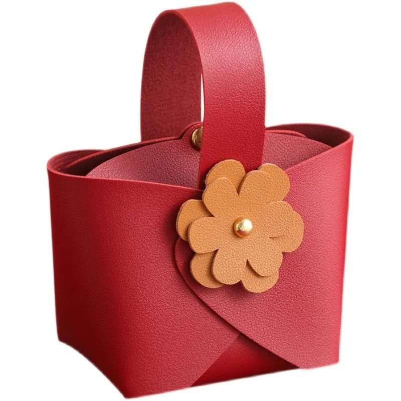 Geschenkwikkeling PCS Wedding Candy Box Ideeën met bloemen feestbenodigdheden tassen baby shower handheld lederen bagsgift