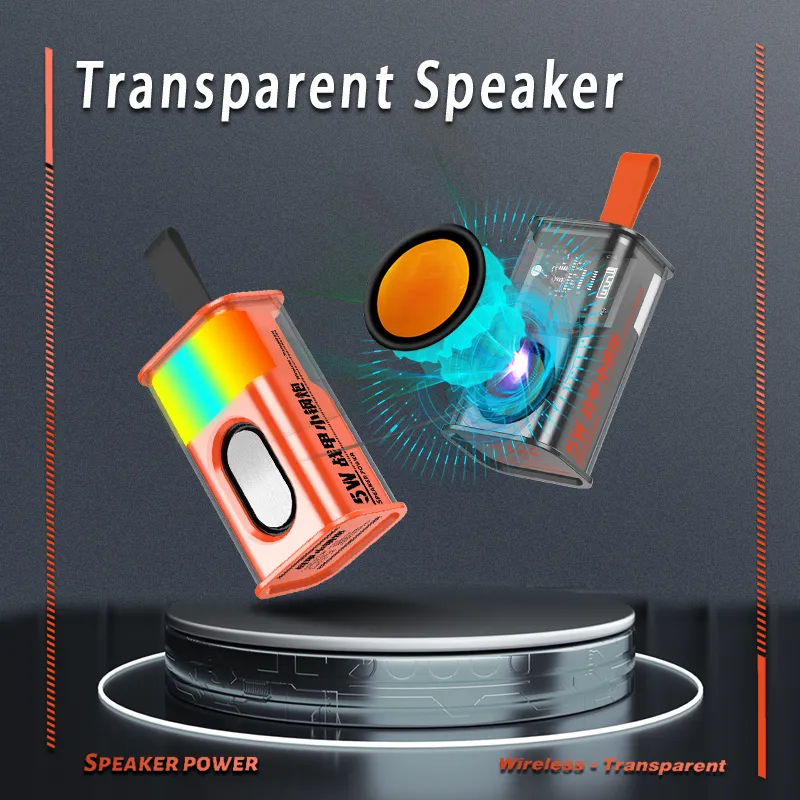 A36 Bluetooth Speaker Mini Wireless RGB Speakers Transparent Stereo Sound Music Box with LED Flashing Party Audio Player in Retail Box