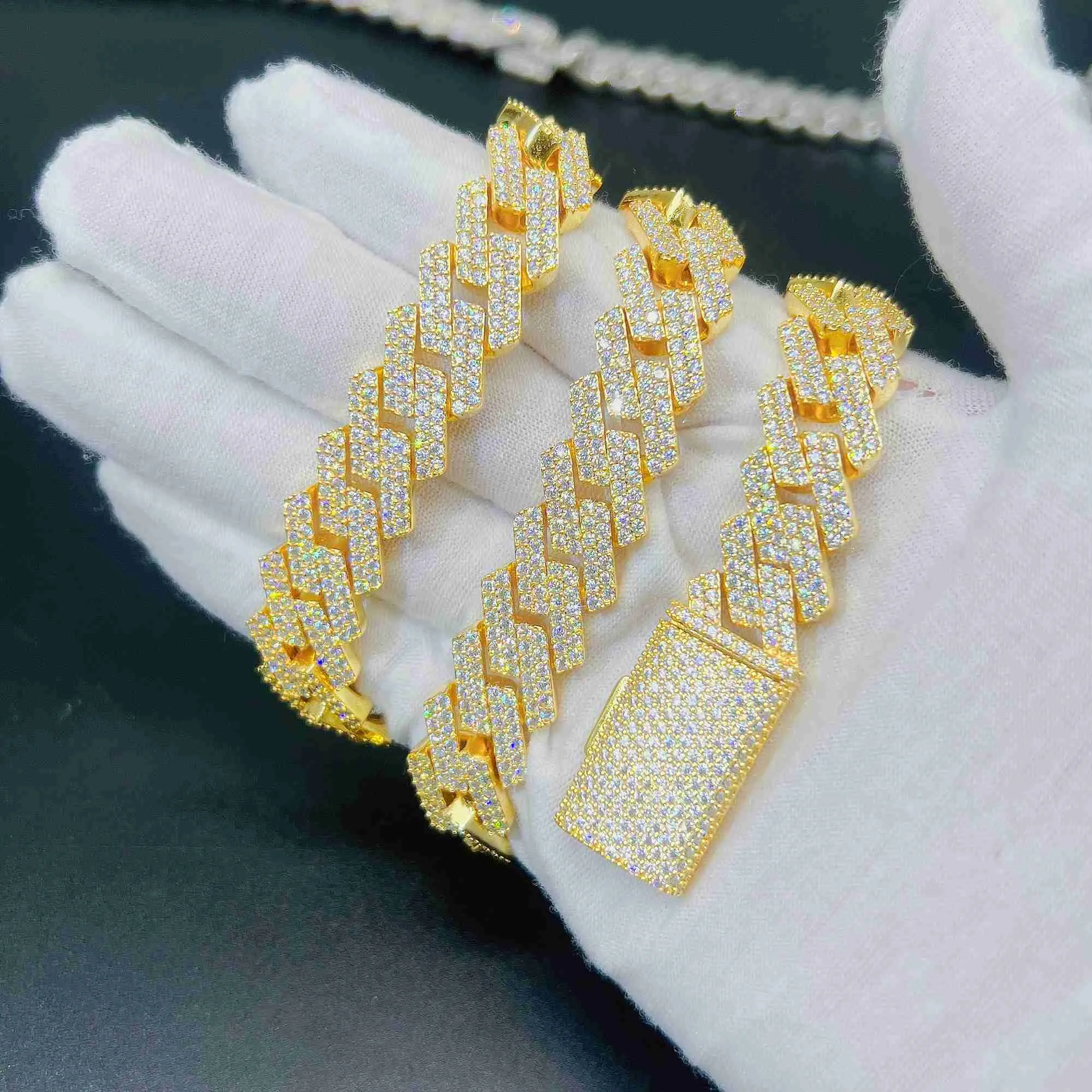 Hotsalehand ayar moda kolye gümüş 925 d renk vvs moissanite elmas miami Küba bağlantı zinciri hip hop kolye