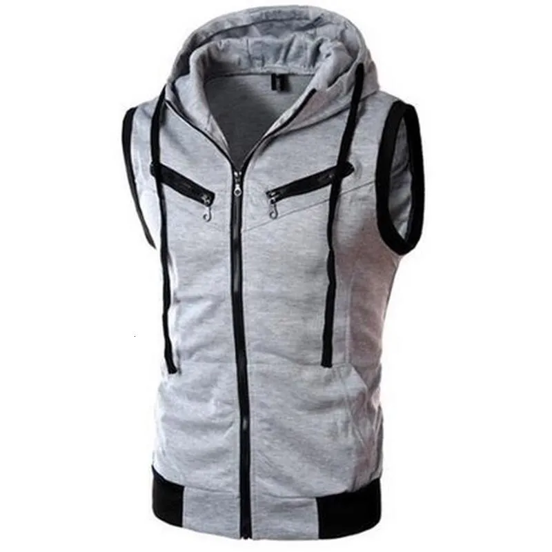 Hommes Gilets Automne Hiver Casual Zipper Poches Gilet Hommes Survêtement Sportswear pour Fitness Jogging Courir Haute Qualité Homme Tops 230223