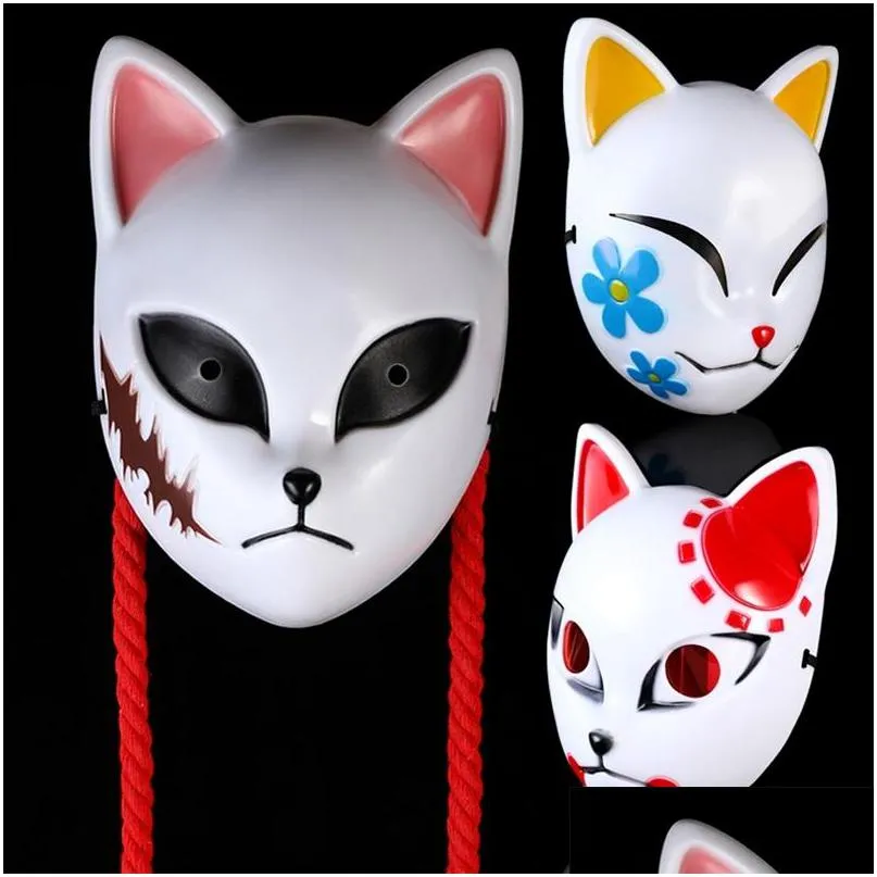 Masques de fête Japonais Demon Slayer Masque Cosplay Sabito Makomo Abs Halloween Costume Props 220618 Drop Delivery Home Garden Festive Sup Dhguc