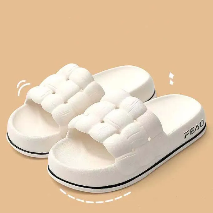 Flat Wedge Sandals Slippers Women`S Summer Candy Color Hollow-Out Outdoor Wear Indoor Home Bathroom Anti-Skid Thick Bottom Home Couple Sandals