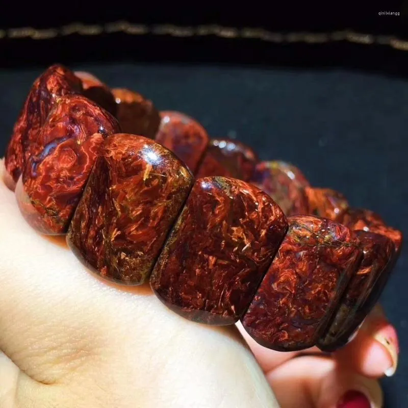 Strand Genuine Natural Red Pietersite Namibia Women Men Powerful Rectangle Beads Bracelet Stretch 20x13mm Certificate