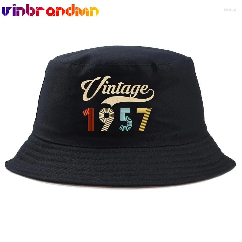 Basker vintage 1957 Panama Bucket Hat 65 -årsdagspresenter Fiske Sun Visor Fashion Caps Outdoor Parents