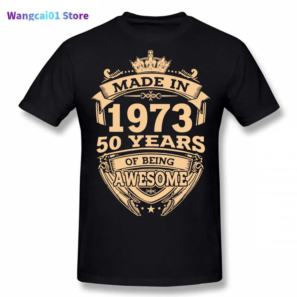wangcai01 T-Shirts pour Hommes Fabriqués en 1973 50 Ans d'être Génial 50e T-Shirts Graphique Coton Streetwear Court Seve Cadeaux d'anniversaire T-Shirt d'été 0224H23