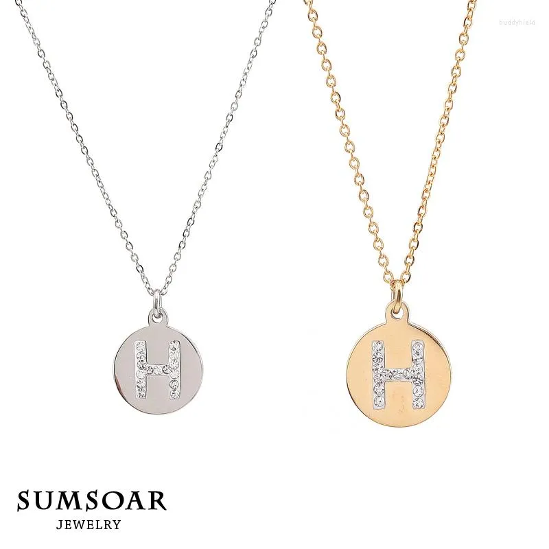 Pendant Necklaces Top Fashion Stainless Steel Tiny Initial Letter H Personalization Charm Necklace Set For Women Gift