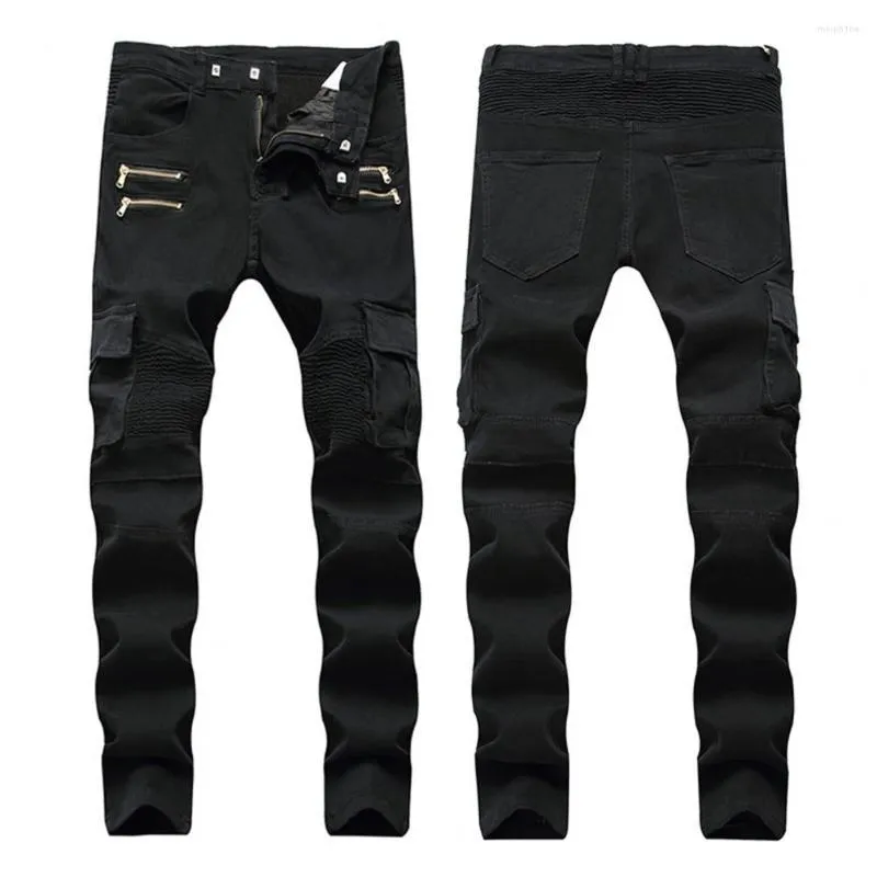 Pantalons pour hommes Pantalons pour hommes à la mode Pantalons pour hommes Fermetures à glissière Bas Taille moyenne Ruches Crayon Cargo Dressing323s