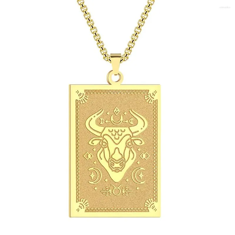 Pendentif Colliers Collier Taureau Zodiac Douze Constellations en acier inoxydable pour hommes et femmes