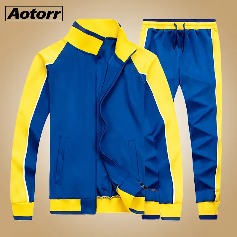 Mens Tracksuits Spring Mens Sweatsuit Set 2 Piece Zipper Jacket Suit Pants Man Casual Brand Tracksuit Male Sportswear Set kläder 4xl 230224