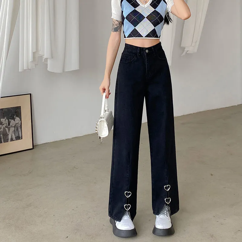 Frauen Jeans ILARES Baggy Hosen Übergroße Frau Hohe Taille Streetwear Trend Koreanische Mode s Breite Bein Kleidung 230224