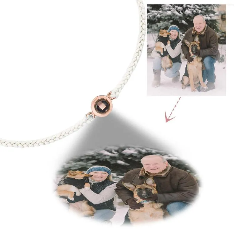 Pendant Necklaces Personalized Circle Po Bracelet Projection Bracelets Custom With Couple Memorial Jewelry Gift For Women Men