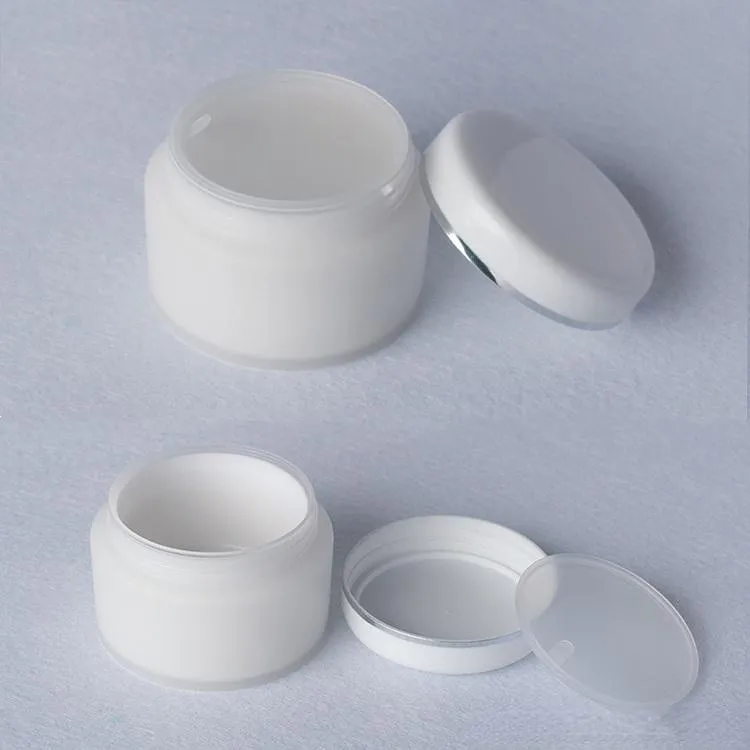 White PP Cosmetic Jar Hand Face Cream Plastic Jar 15g 30g 50g Cosmetic Sample Plastic Container with Inner Liner Cover