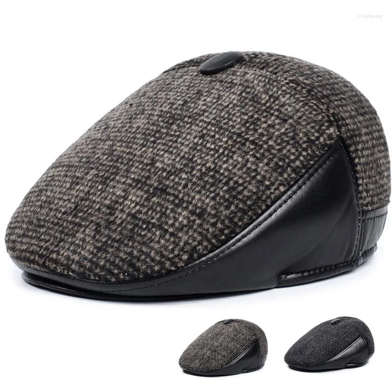 Berets Fashion Men's Dikke warmte oor herfst en winterdap cap