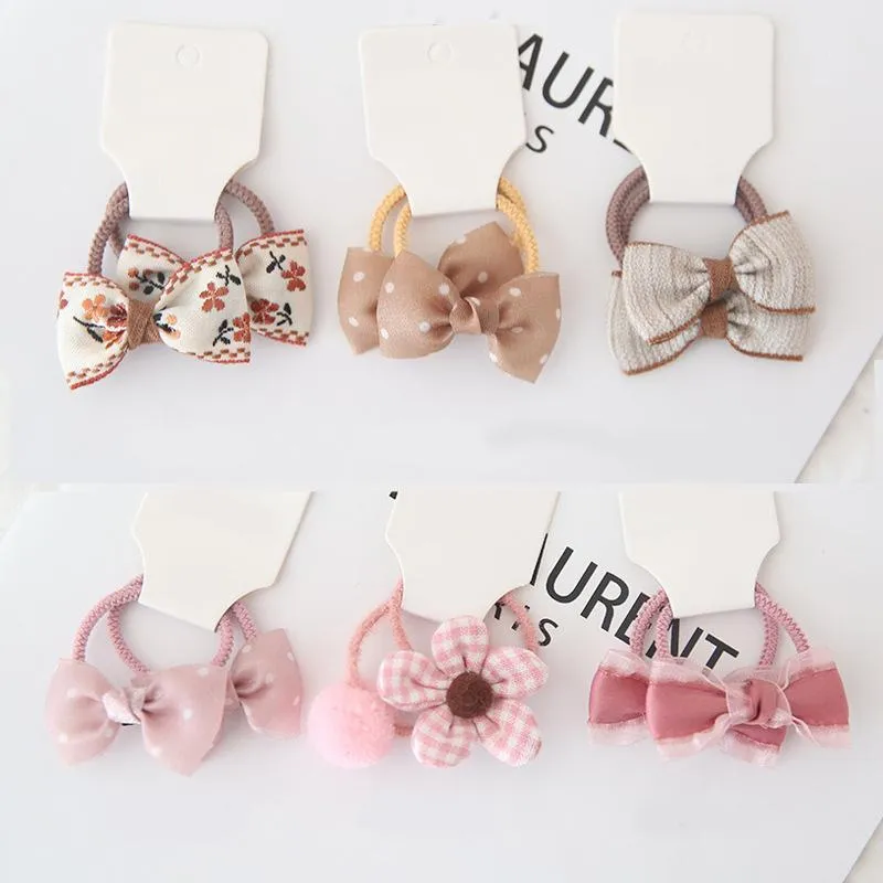 Hair Accessories 2Pcs Sweet Princess Baby Girls Band Floral Dot Ropes Children Headdress Ties