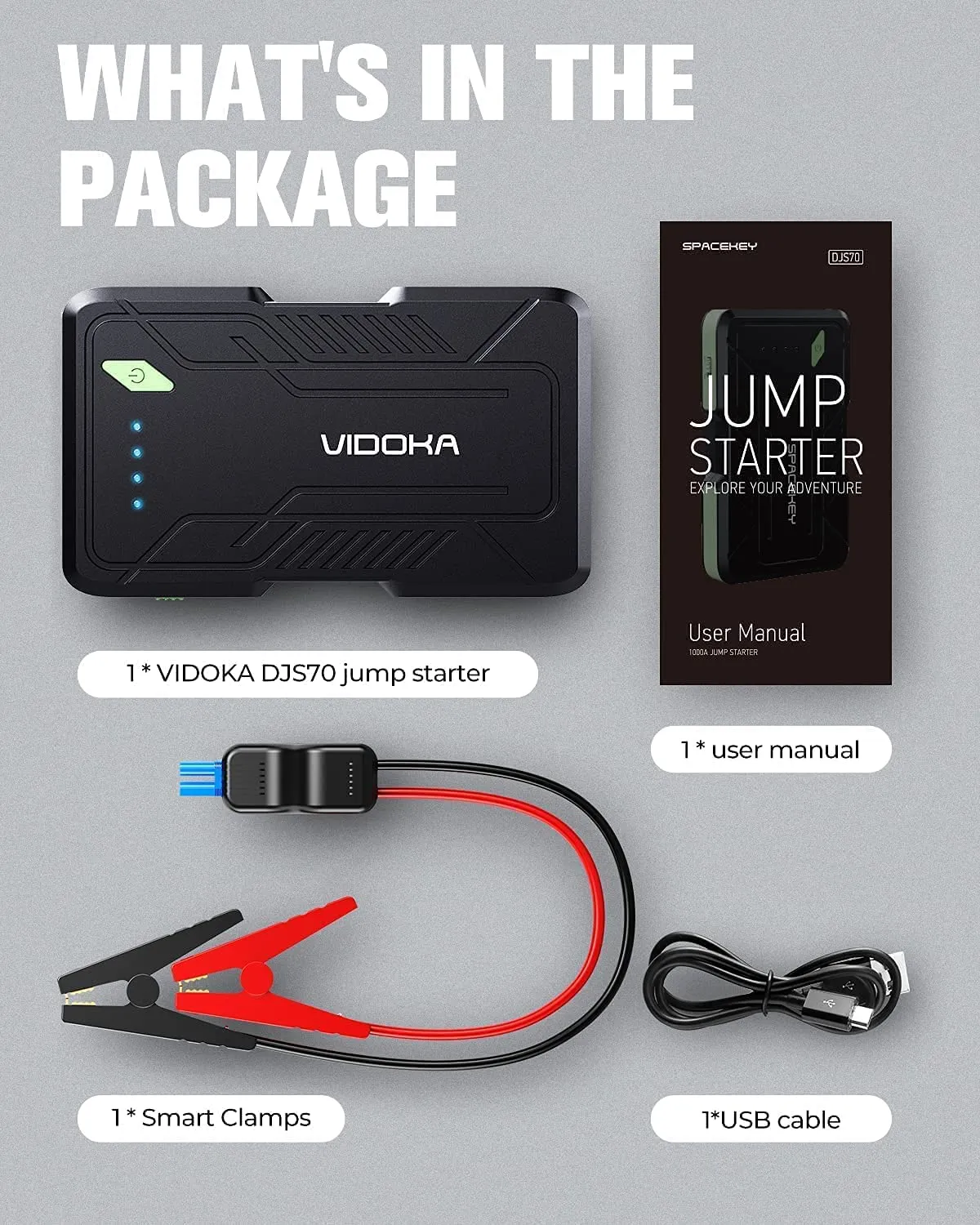 Avviatore Batteria Auto Caricabatterie Portatile Emergenza Torcia Jump  starter