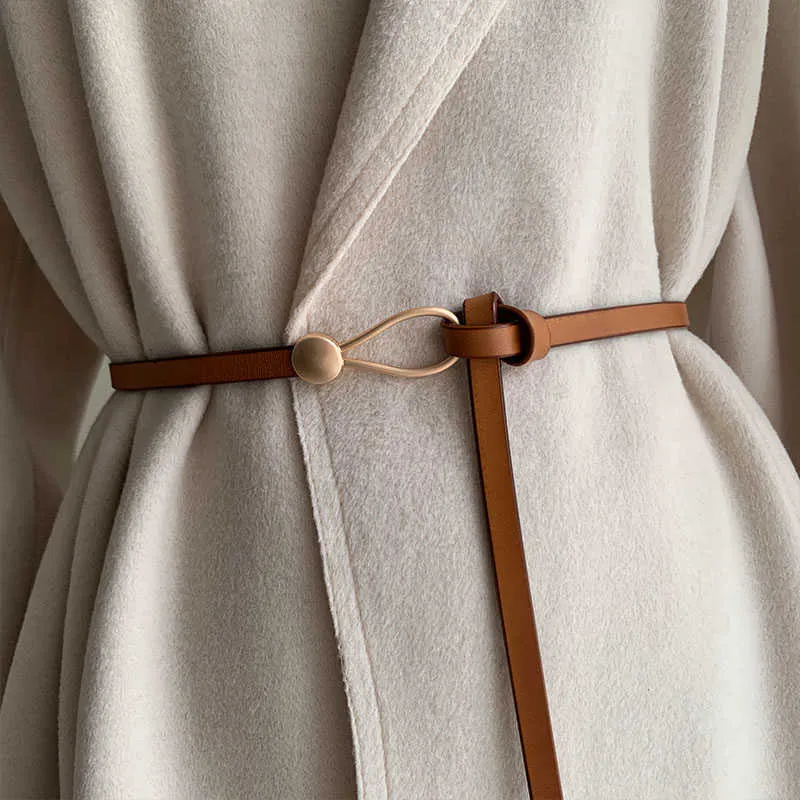Ceintures nouvelle ceinture en cuir mince femme arc loisirs ceintures pour femmes boucle sangle ceintures nouées robe manteau ceinture accessoires Z0223