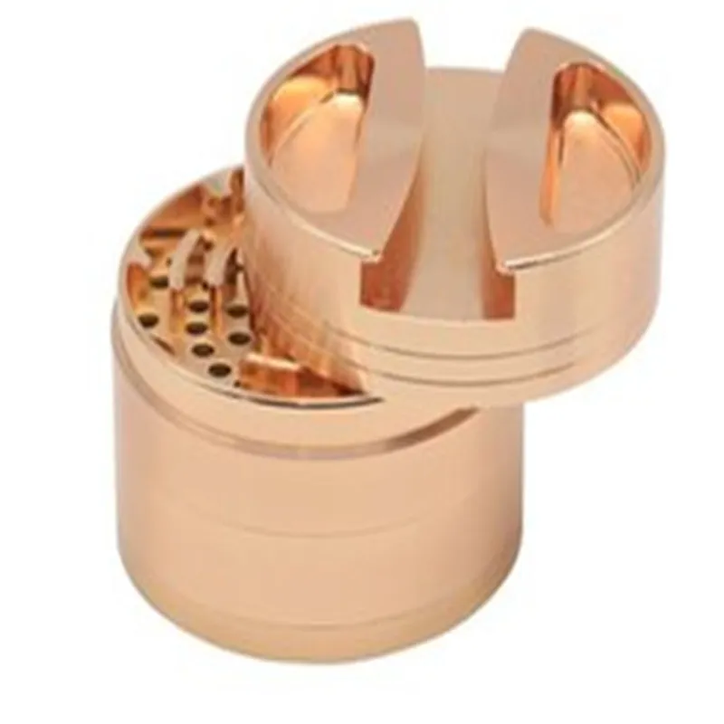 Four layer double hole cover zinc alloy smoke grinder 75mm cigarette inserting vertical pattern metal smoke grinder