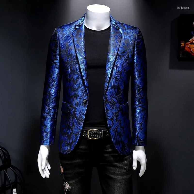 Men's Suits Luxury Men's Fashion Blazer Hombre Stage Outfit Performance Metal Gold Yarn Casual Suit High Quality Bleazer Men Terno