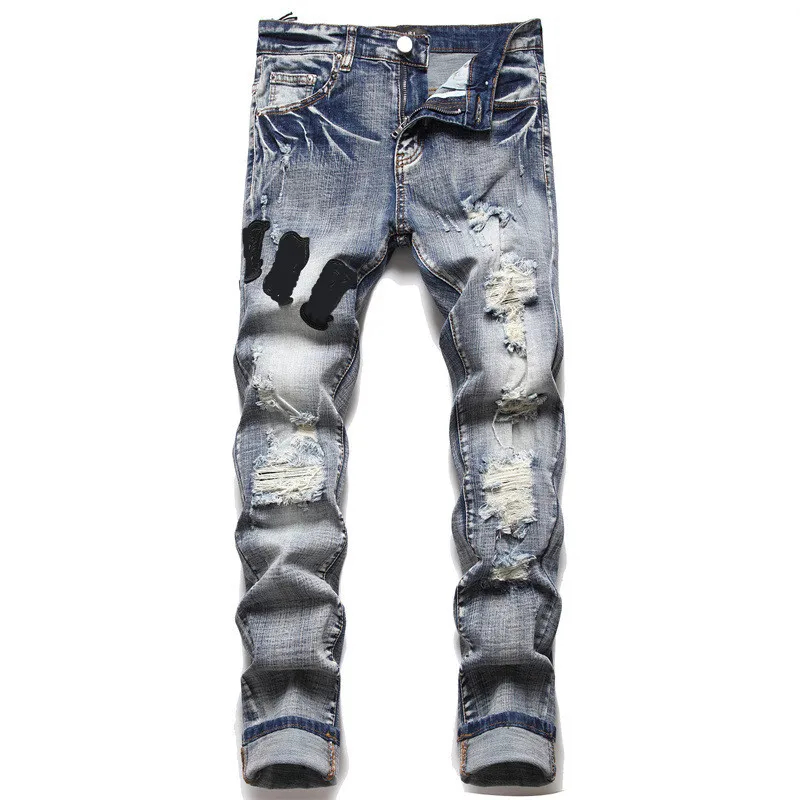 Jeans herr designer herr jeans amris jeans för herr designer jeans märke jeans Pencil Byxor Lång dragkedja Fly svart blå byxa byxor europeisk och amerikansk stil jean