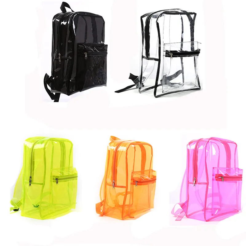 Transparent PVC ryggs￤ck Fashion Female Girl Outdoor Jelly Clear Beach Waterproof Storage Bags Student School Bookbacks