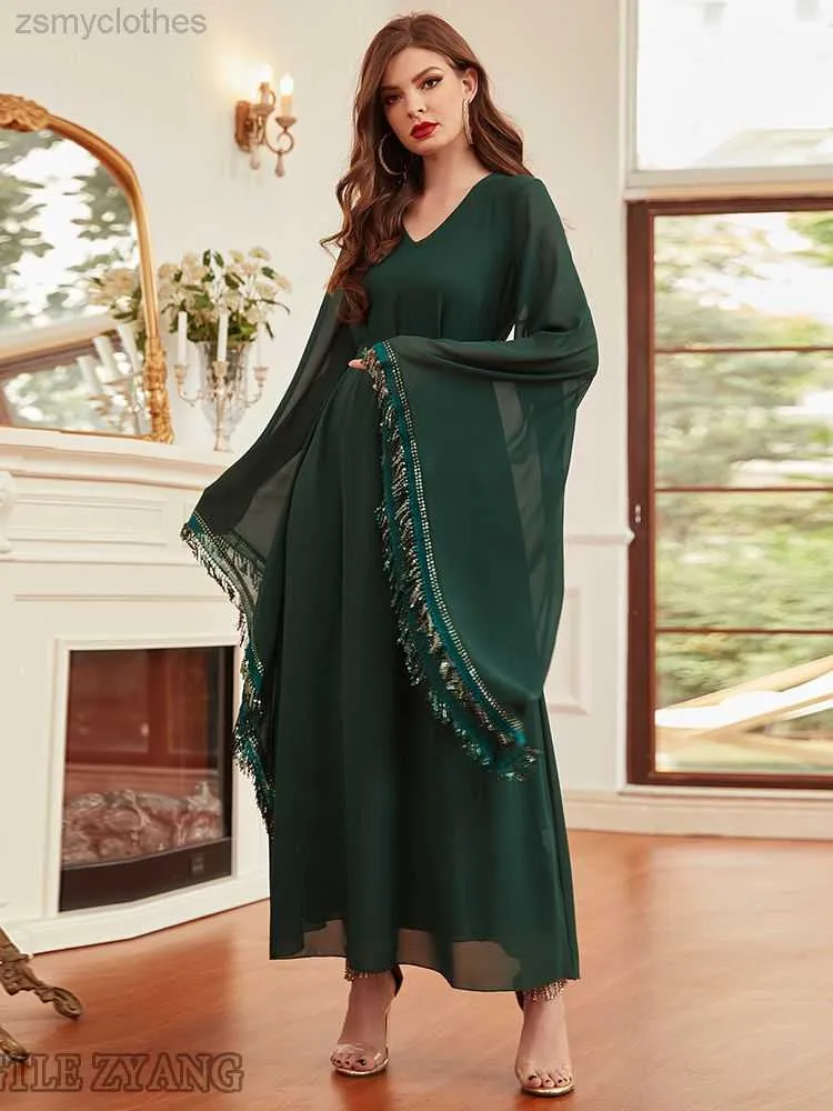 Etnische kleding Chiffon Kaftans Abaya Dubai Turkije Arabische Moslim Islam Lange bescheiden jurken voor vrouwen Robe Longue Djellaba Femme Caftan Marocain