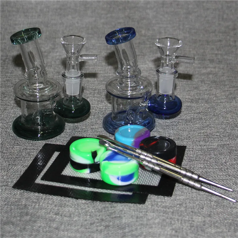 4.5inch mini dab teçhizat renkli kalın cam bongs nargile içi perc su boruları 14mm eklem cam yağ kuleleri bong ile 4mm kuvars banger