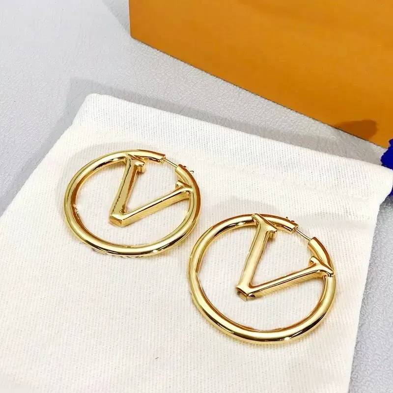 Классические модные дамы Серьги дизайнерские буквы Серьги с золоты