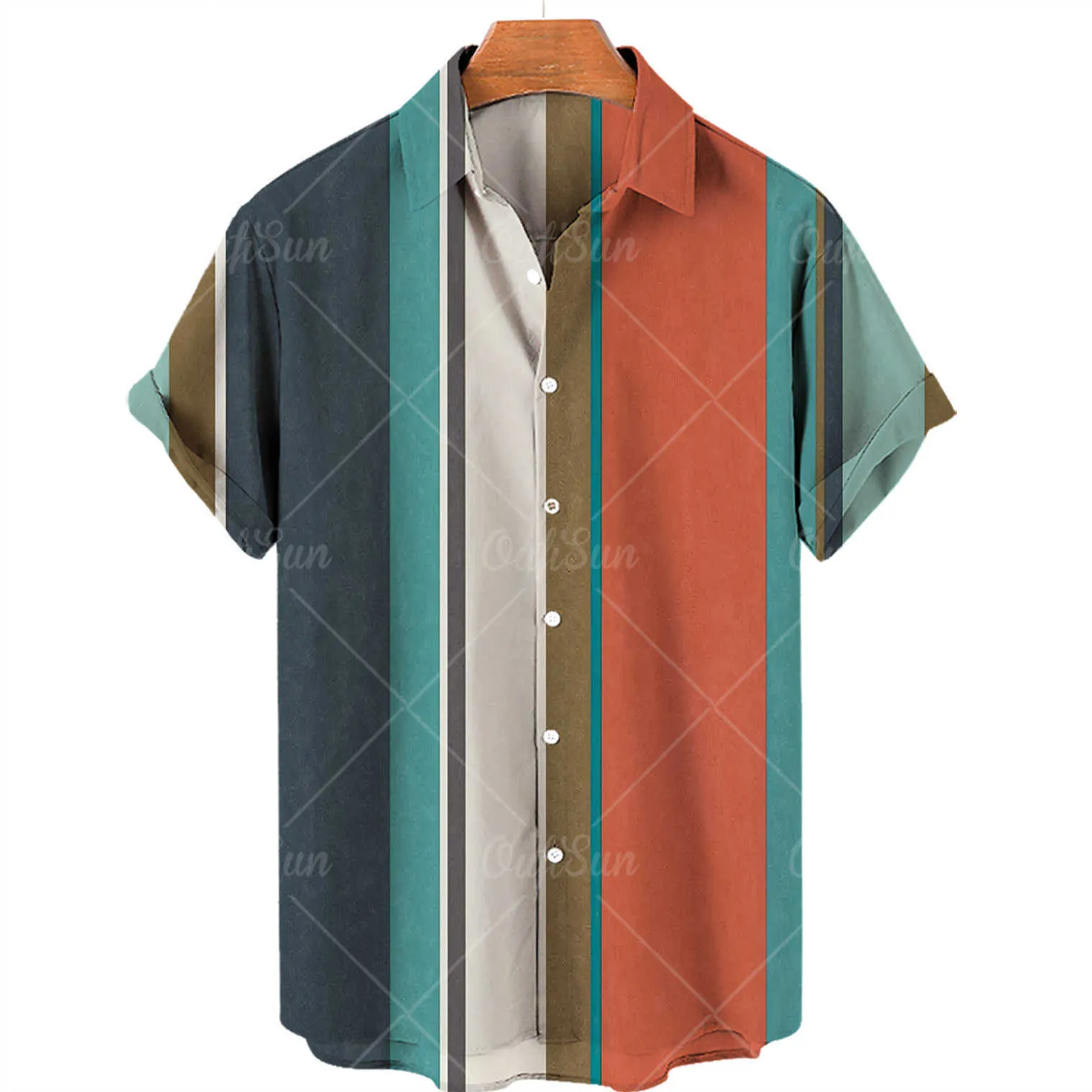 Męskie koszule Stripe Stripe 3D Print Lapel koszulka Top 5xl męska koszula Harajuku Summer Hawaje luźna koszula moda nadruk nadmierne rysowanie Z0224