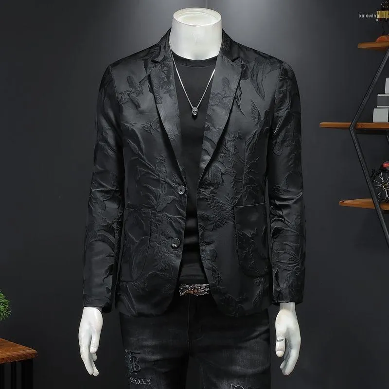 Ternos masculinos de estilo britânico Blazer Hombre Homens de negócios Trendy casual Jacquard Suit Jacket Chaqueta Formal Prom Blazers para