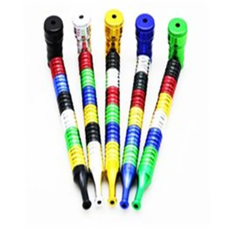 Un nouveau type de tuyau fileté innovant, une tige droite amovible multicolore, un ensemble pour fumer la pipe en métal.