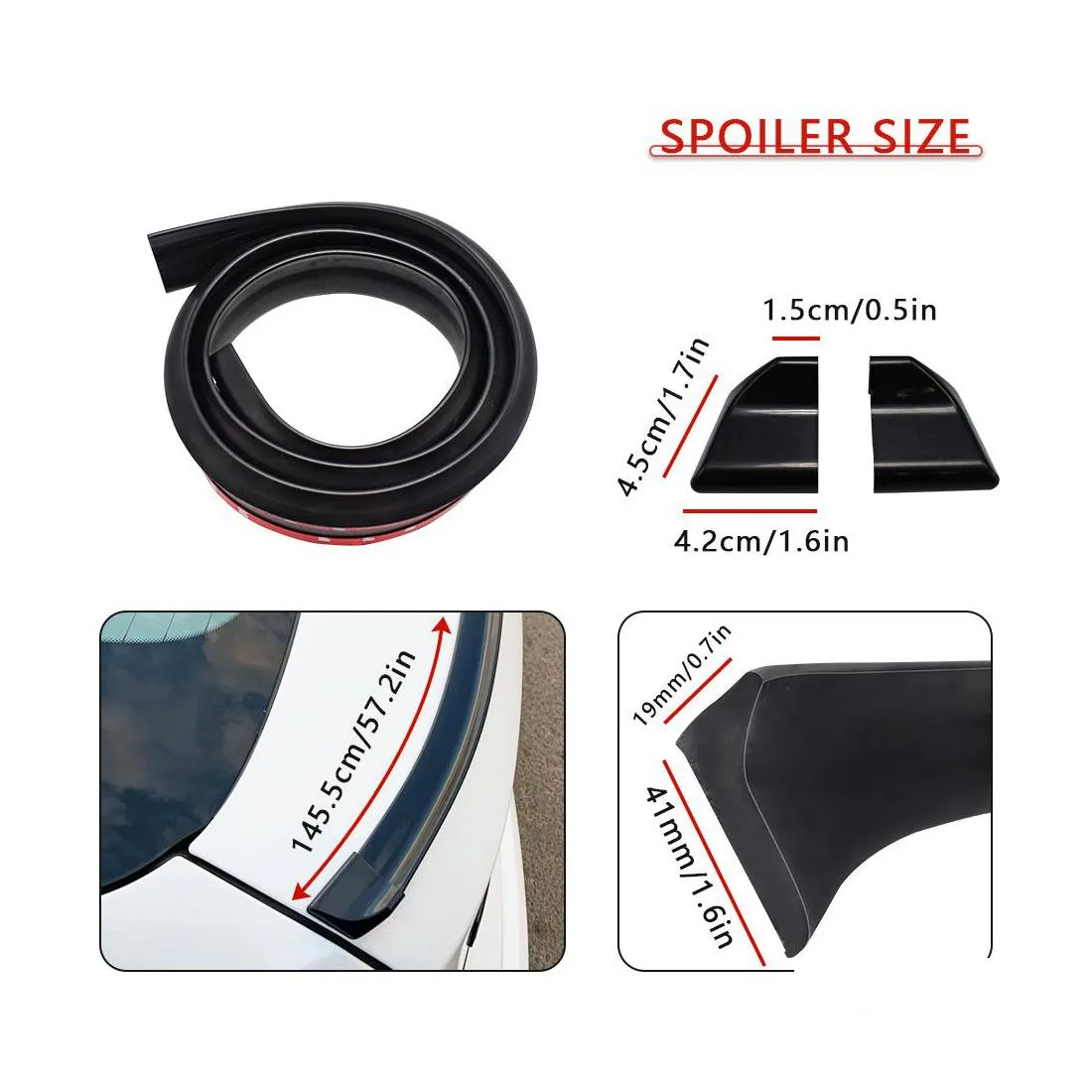 Altre parti del motociclo 1.5M Carstyling Spoiler nero opaco Styling Fai da te Refit Spoiler per Honda Kia Hyundai Opel Mazda Ford Skoda Dr Dhkxa