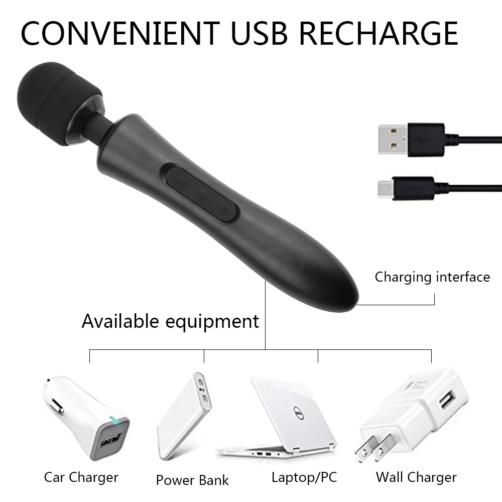 Vibrators 10 modes Powerful Magic Vibrator Wand Silicone Adult Sex Toys for Woman Massager Clitoris Stimulator_voghion.com
