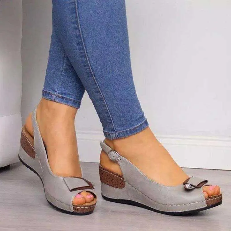 Sandales femme sandales rétro compensées été sandales compensées femme décontracté couture femmes chaussures confortables dames Sandalias grande taille 2022 Z0224