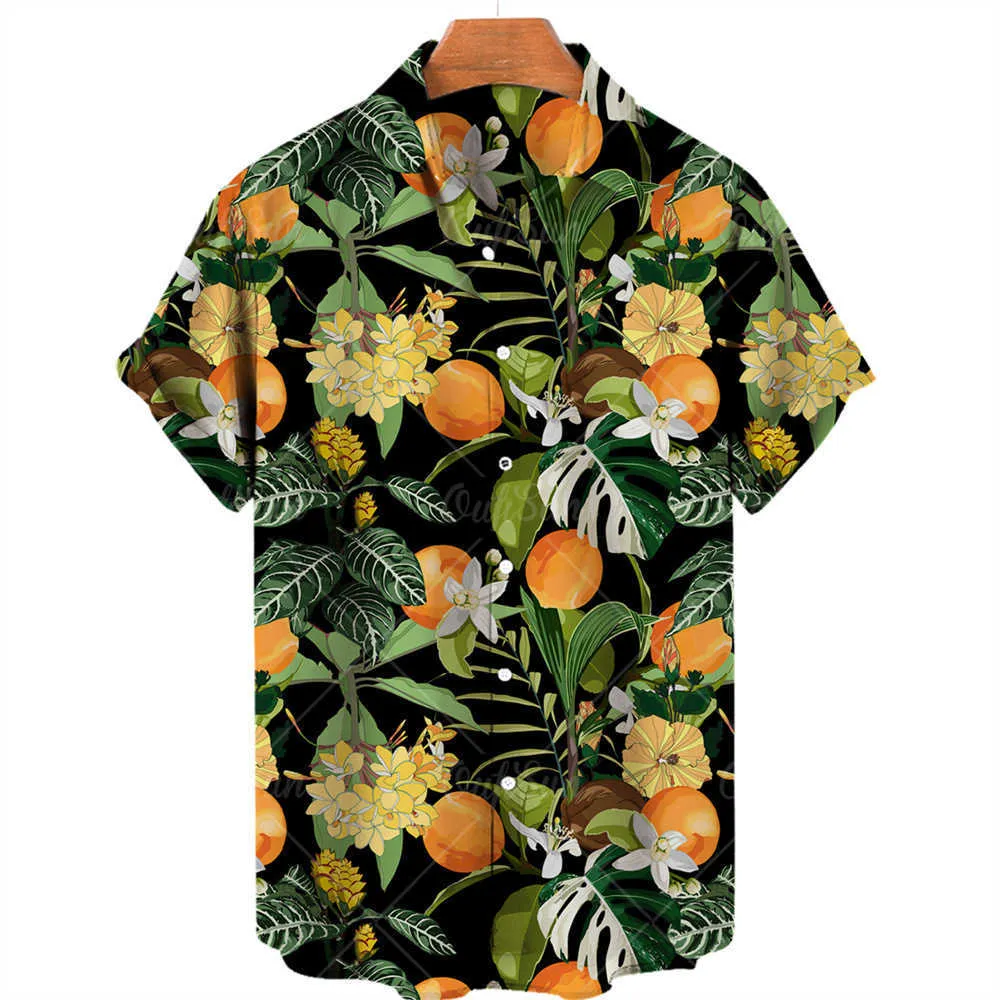 Casual shirts voor heren 2018 Summer Fashion Hawaiiaanse shirt Print Korte mouw Grote Hawaiian Flower Beach Bloempatroon Z0224