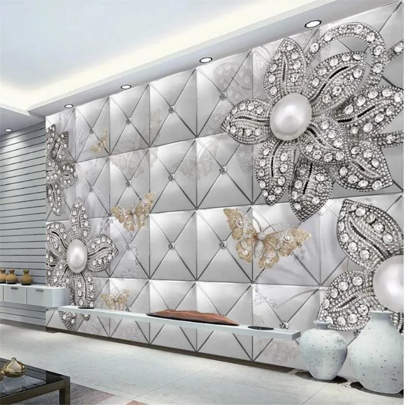 Wallpapers Product Diamond Pearl Jewelry Soft Bag Background Wall Modern Wallpaper For Living Room