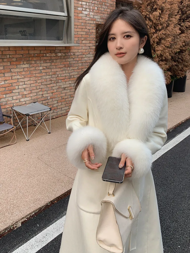 Korean Style Womens Cashmere Jacket With Fur Collar For Autumn And Winter Slim Fit Wool Pink Wool Coat For Senioriors 230223 From Mu02 240.61 DHgate.Com