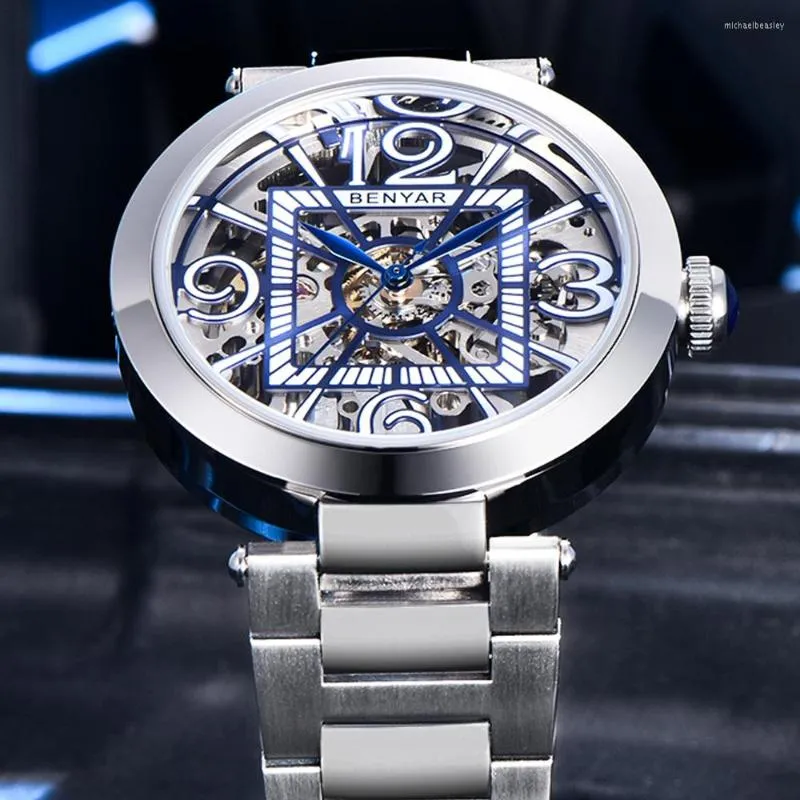 腕時計2023 XFCS Benyar Top Brand 41mm自動メカニカルメンズウォッチステンレス鋼の男性ウォッチ防水リロジ