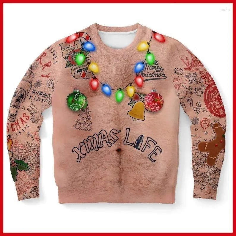 Dames truien kersttrui nieuwigheid grappig verlichting topless lelijke mannen en vrouwen 3D printen pullover jumpers warm