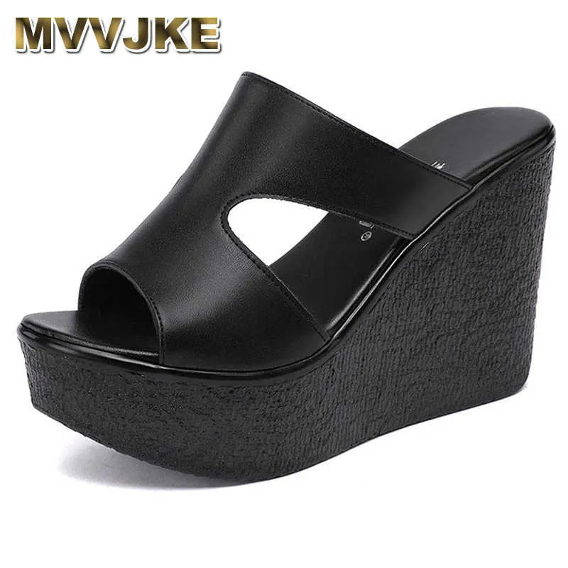 Sandals MVVJKE 11cm High Heel Wedges Sandals For Women 2021 Summer New Platform Fashion Footwear Red Black White Large Size Sandals Z0224