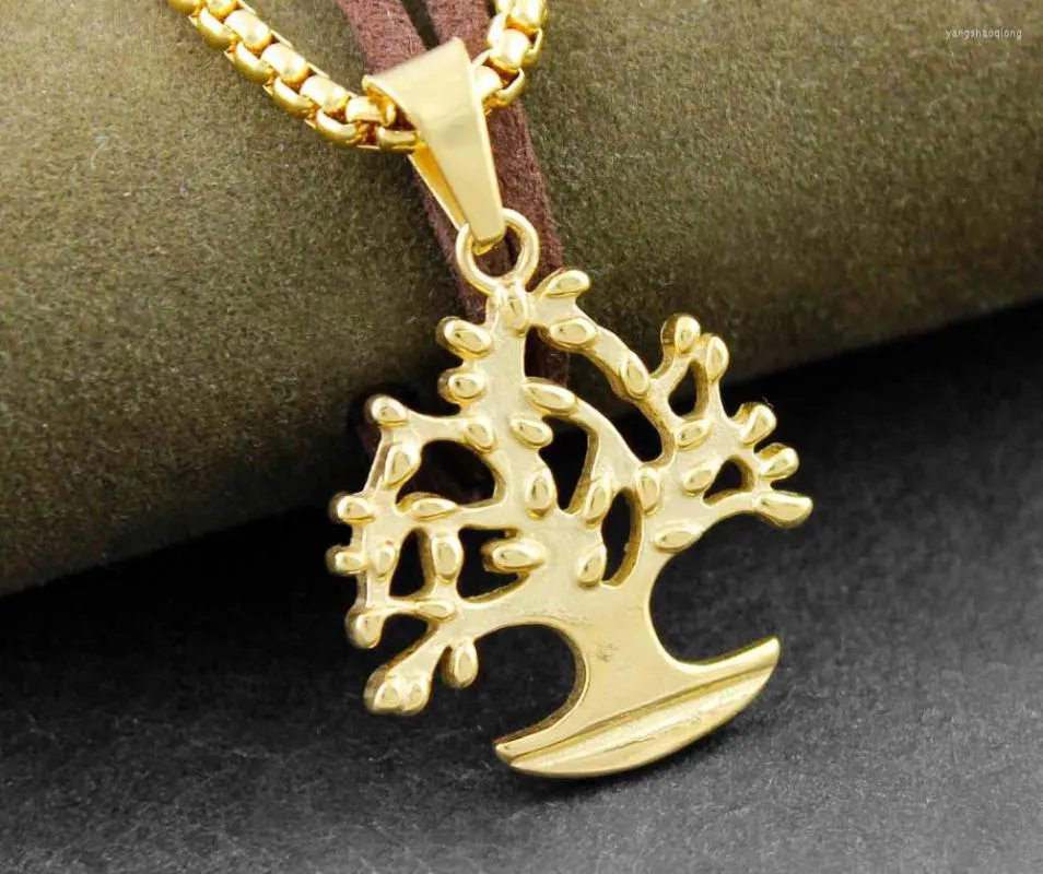 Pendentif Colliers Charme Golden Acier inoxydable Arbre de vie Femme Collier Chaîne