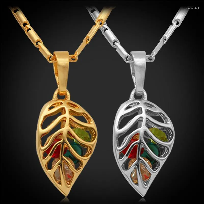 Pendentif Colliers Bijoux En Cristal Autrichien Pendentifs Pour Femmes Jaune Or Couleur Feuille Colorée Collier De Mode P685